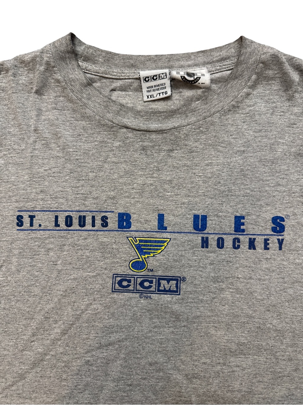 Vintage St Louis Blues CCM Gray Men’s Long Sleeve NHL T-Shirt Size XXL Blues